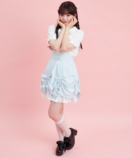 Secret Honey(シークレットハニー)の「シャーリングリボンスカート(スカート・レディース・ブルー/ブラック・MEDIUM)」の10枚目の写真