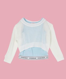 Right-on | 【VIVIAN BLUE】メッシュニットロゴテープタンクトップレイヤード(ニット/セーター)