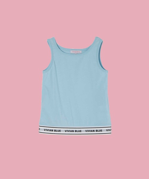 Right-on（ライトオン）の「【VIVIAN BLUE】メッシュニットロゴテープタンクトップレイヤード（ニット/セーター・キッズ・ホワイト/ブラック・120/130/140/150）」の8枚目の写真