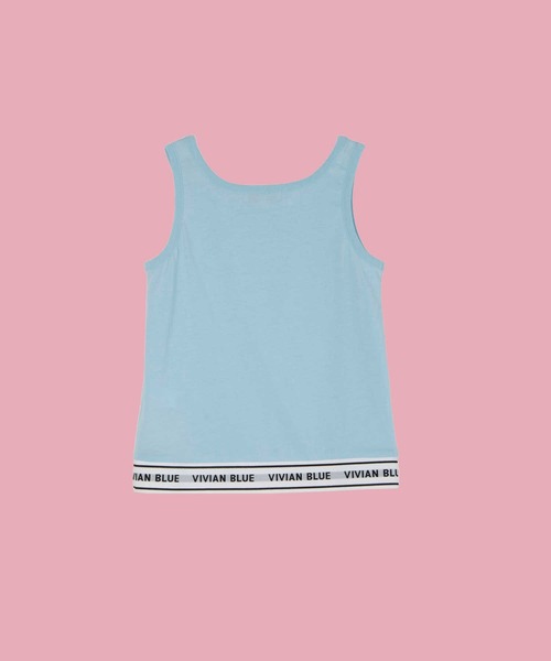 Right-on（ライトオン）の「【VIVIAN BLUE】メッシュニットロゴテープタンクトップレイヤード（ニット/セーター・キッズ・ホワイト/ブラック・120/130/140/150）」の7枚目の写真