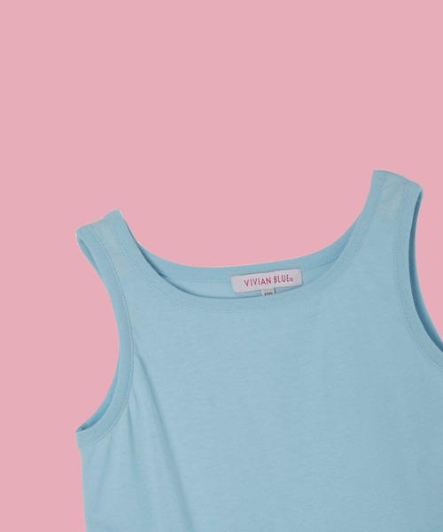 Right-on（ライトオン）の「【VIVIAN BLUE】メッシュニットロゴテープタンクトップレイヤード（ニット/セーター・キッズ・ホワイト/ブラック・120/130/140/150）」の6枚目の写真