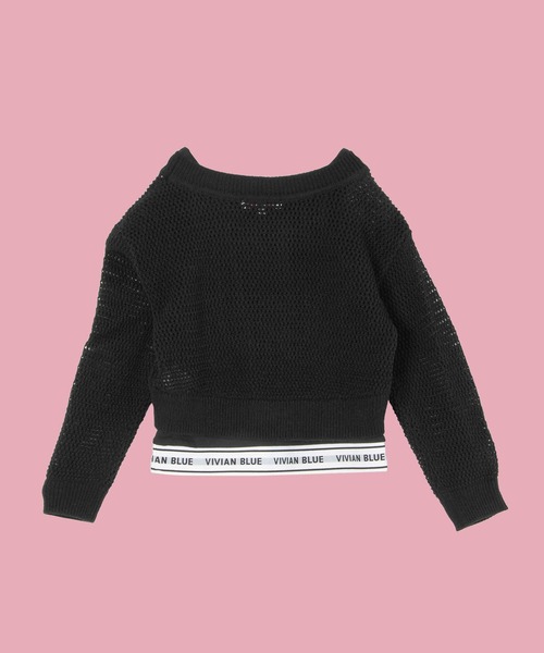 Right-on（ライトオン）の「【VIVIAN BLUE】メッシュニットロゴテープタンクトップレイヤード（ニット/セーター・キッズ・ホワイト/ブラック・120/130/140/150）」の4枚目の写真