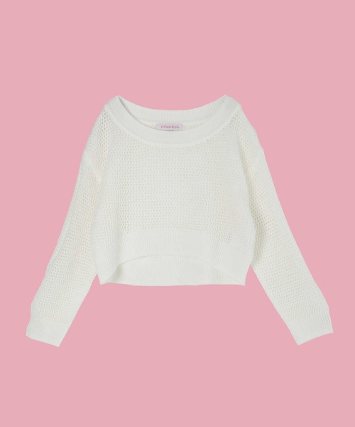 Right-on（ライトオン）の「【VIVIAN BLUE】メッシュニットロゴテープタンクトップレイヤード（ニット/セーター・キッズ・ホワイト/ブラック・120/130/140/150）」の13枚目の写真