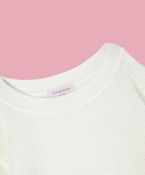 Right-on（ライトオン）の「【VIVIAN BLUE】メッシュニットロゴテープタンクトップレイヤード（ニット/セーター・キッズ・ホワイト/ブラック・120/130/140/150）」の12枚目の写真