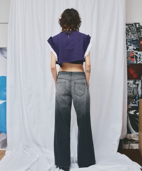 led.tokyo（レッドトウキョウ）の「【led.tokyo】グラデーションワイドデニム（デニムパンツ・レディース・ブラック/ブルー・1/2）」の17枚目の写真