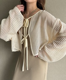 junoah（ジュノア）の「前後2wayメッシュリボンカーディガン（カーディガン/ボレロ）」