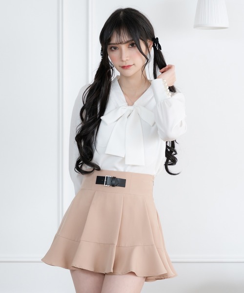 DearMyLoveMillor(ディアマイラブミラー)の「フロントベルトフレアスカート(スカート・レディース・ブラック系その他/ベージュ/ブラック・MEDIUM/SMALL/LL/LARGE/3L)」の5枚目の写真