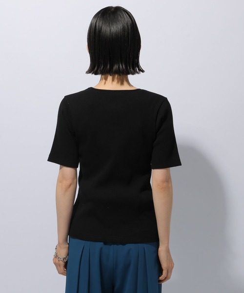 HARE（ハレ）の「フロントカットアウトリブトップス(HARE)（Tシャツ/カットソー・レディース・ブラック/グリーン・FREE）」の14枚目の写真