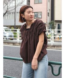 Ungrid | リネン混ギャザーノースリブラウス(シャツ/ブラウス)