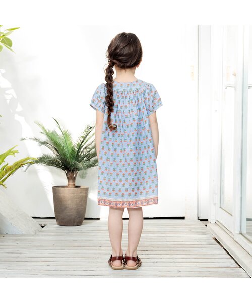 Seraph（セラフ）の「エスニック柄カフタンワンピース（ワンピース・キッズ・ピンク/イエロー/サックスブルー・140/130/120/110/100/95/90/80）」の15枚目の写真