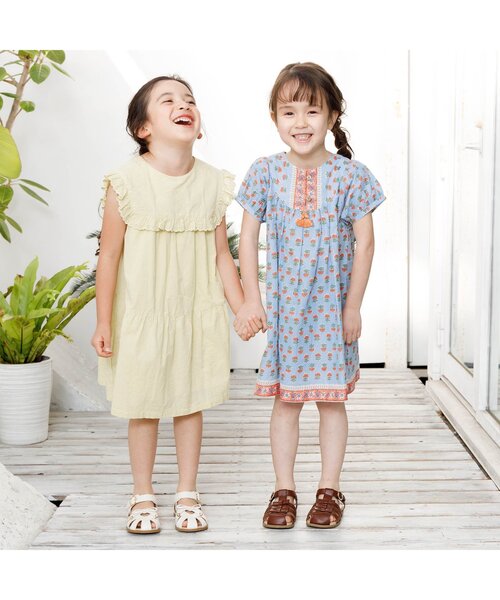 Seraph（セラフ）の「エスニック柄カフタンワンピース（ワンピース・キッズ・ピンク/イエロー/サックスブルー・140/130/120/110/100/95/90/80）」の16枚目の写真