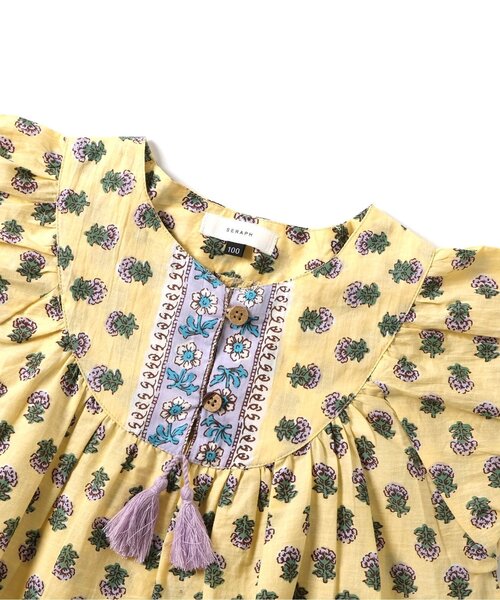 Seraph（セラフ）の「エスニック柄カフタンワンピース（ワンピース・キッズ・ピンク/イエロー/サックスブルー・140/130/120/110/100/95/90/80）」の5枚目の写真