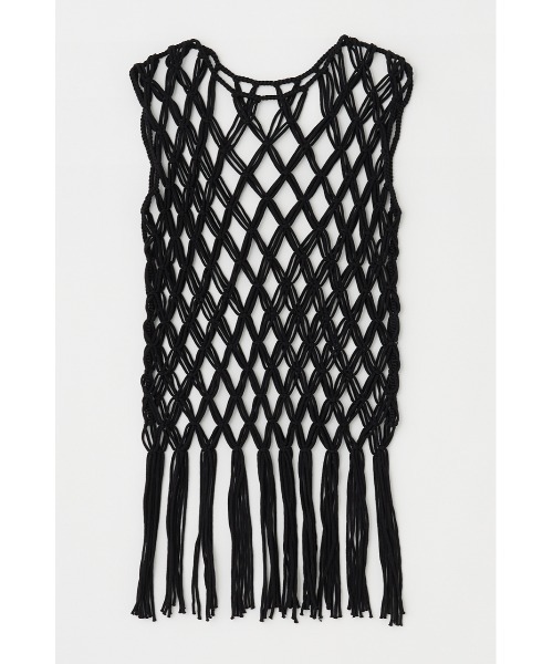 MOUSSY（マウジー）の「MACRAME トップス（タンクトップ・レディース・ブラック/オフホワイト・FREE）」の3枚目の写真