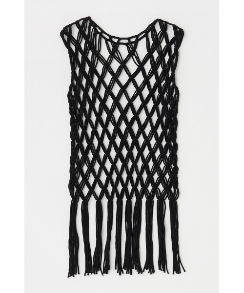 MOUSSY（マウジー）の「MACRAME トップス（タンクトップ・レディース・ブラック/オフホワイト・FREE）」の4枚目の写真