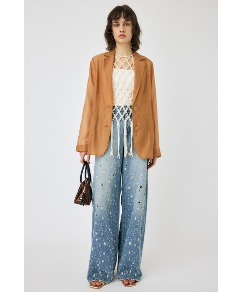 MOUSSY（マウジー）の「MACRAME トップス（タンクトップ・レディース・ブラック/オフホワイト・FREE）」の6枚目の写真