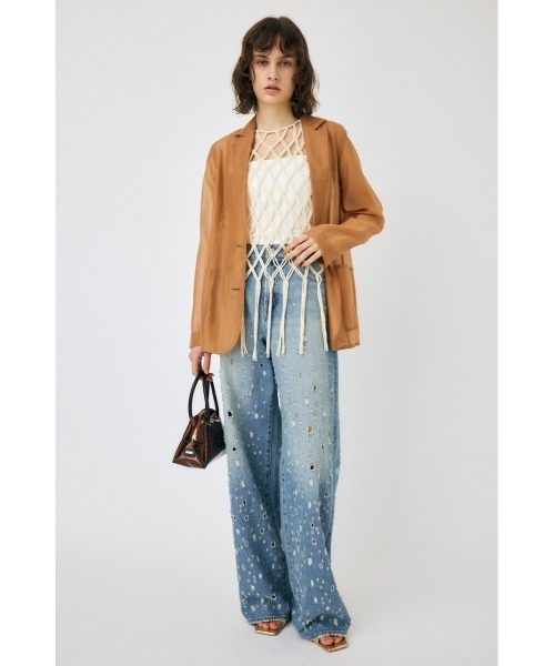 MOUSSY（マウジー）の「MACRAME トップス（タンクトップ・レディース・ブラック/オフホワイト・FREE）」の7枚目の写真