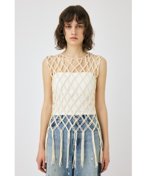 MOUSSY（マウジー）の「MACRAME トップス（タンクトップ・レディース・ブラック/オフホワイト・FREE）」の10枚目の写真