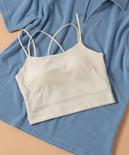 LAKOLE（ラコレ）の「【吸水速乾】リブクロスショートブラトップ＜RELAXING WEAR＞/ 118984（キャミソール・レディース・ラベンダー/オフホワイト/ブラック・SMALL/MEDIUM/LARGE）」の2枚目の写真