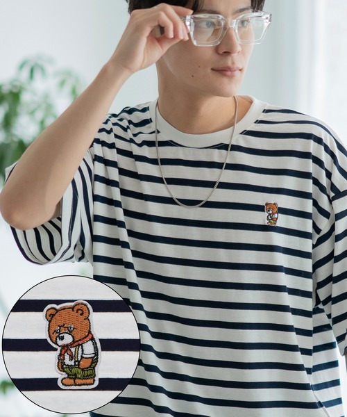 SIDEWAY STANCE(サイドウェイスタンス)の「【SIDEWAY STANCE】ボーダー ワンポイント 刺繍 半袖Tシャツ(Tシャツ/カットソー・メンズ・ブラック/ホワイト系/ホワイト系1/ホワイト/ブラック系1/ブラック系・SMALL/MEDIUM/LARGE/X-LARGE)」の4枚目の写真