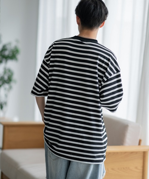 SIDEWAY STANCE(サイドウェイスタンス)の「【SIDEWAY STANCE】ボーダー ワンポイント 刺繍 半袖Tシャツ(Tシャツ/カットソー・メンズ・ブラック/ホワイト系/ホワイト系1/ホワイト/ブラック系1/ブラック系・SMALL/MEDIUM/LARGE/X-LARGE)」の21枚目の写真