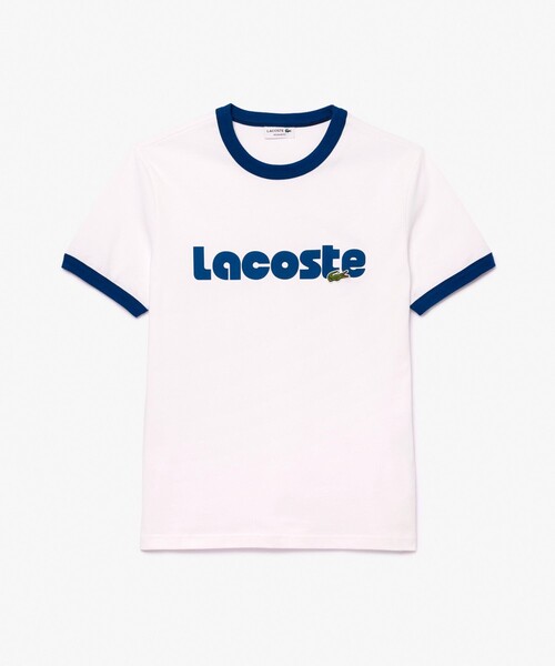 Lacoste プリントロゴTシャツ セール】ネームプリントトリムTシャツ（Tシャツ/カットソー