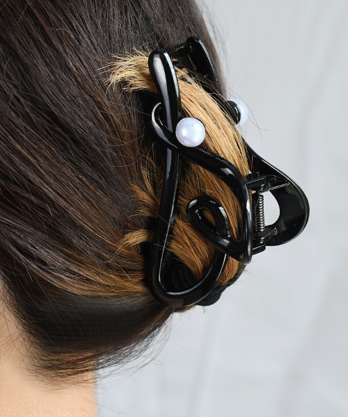 F&D : ハートアクリルヘアクリップ（バレッタ/ヘアクリップ