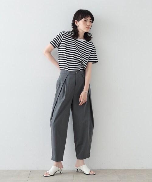 GALLEST(ギャレスト)の「◆クロップドボーダーTシャツ(Tシャツ/カットソー・レディース・ライトパープル/ブラック系2・38)」の3枚目の写真