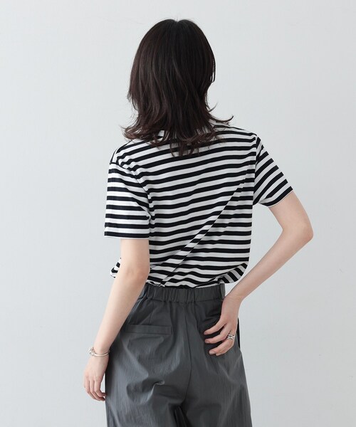 GALLEST(ギャレスト)の「◆クロップドボーダーTシャツ(Tシャツ/カットソー・レディース・ライトパープル/ブラック系2・38)」の6枚目の写真