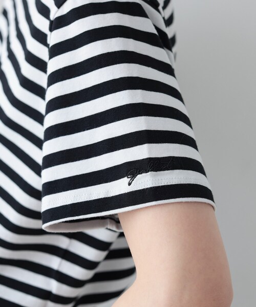 GALLEST(ギャレスト)の「◆クロップドボーダーTシャツ(Tシャツ/カットソー・レディース・ライトパープル/ブラック系2・38)」の7枚目の写真