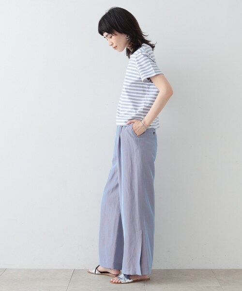 GALLEST(ギャレスト)の「◆クロップドボーダーTシャツ(Tシャツ/カットソー・レディース・ライトパープル/ブラック系2・38)」の9枚目の写真