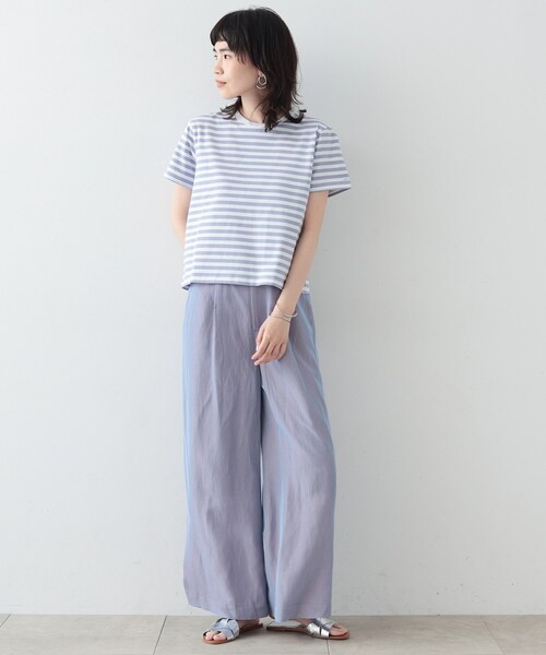 GALLEST(ギャレスト)の「◆クロップドボーダーTシャツ(Tシャツ/カットソー・レディース・ライトパープル/ブラック系2・38)」の10枚目の写真