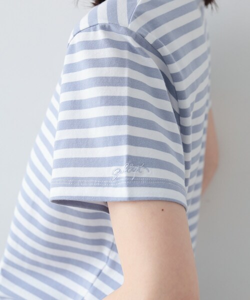 GALLEST(ギャレスト)の「◆クロップドボーダーTシャツ(Tシャツ/カットソー・レディース・ライトパープル/ブラック系2・38)」の12枚目の写真