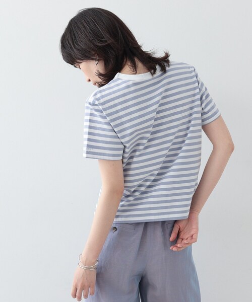 GALLEST(ギャレスト)の「◆クロップドボーダーTシャツ(Tシャツ/カットソー・レディース・ライトパープル/ブラック系2・38)」の14枚目の写真