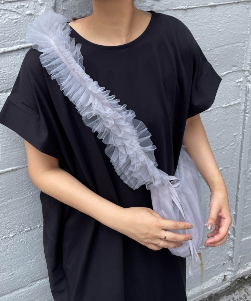ENIM BY VICKY(エニムバイビッキー)の「チュールドロストリボンショルダーバッグ(ショルダーバッグ・レディース・ピンク/グレー・FREE)」の10枚目の写真