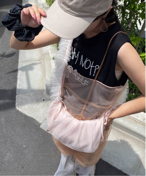 ENIM BY VICKY(エニムバイビッキー)の「チュールドロストリボンショルダーバッグ(ショルダーバッグ・レディース・ピンク/グレー・FREE)」の5枚目の写真