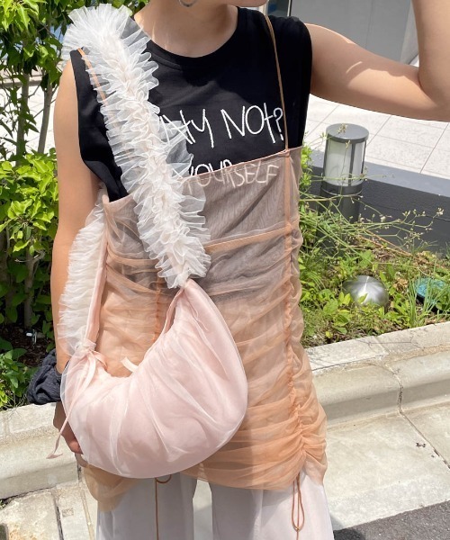 ENIM BY VICKY(エニムバイビッキー)の「チュールドロストリボンショルダーバッグ(ショルダーバッグ・レディース・ピンク/グレー・FREE)」の8枚目の写真