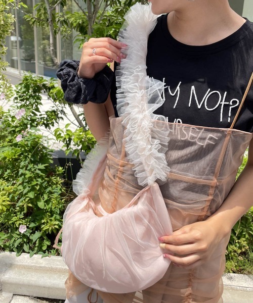 ENIM BY VICKY(エニムバイビッキー)の「チュールドロストリボンショルダーバッグ(ショルダーバッグ・レディース・ピンク/グレー・FREE)」の9枚目の写真