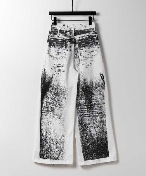 デニム・ジーパン IONSEOUL Vintage Damage Cotton White Denim Pants BU500 セール】※※【 選べる4サイズ 】ヴィンテージプリントダメージ