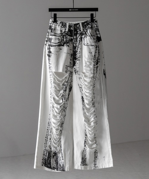 デニム・ジーパン IONSEOUL Vintage Damage Cotton White Denim Pants BU500 Chani Knit Denim Pant – Retrofete