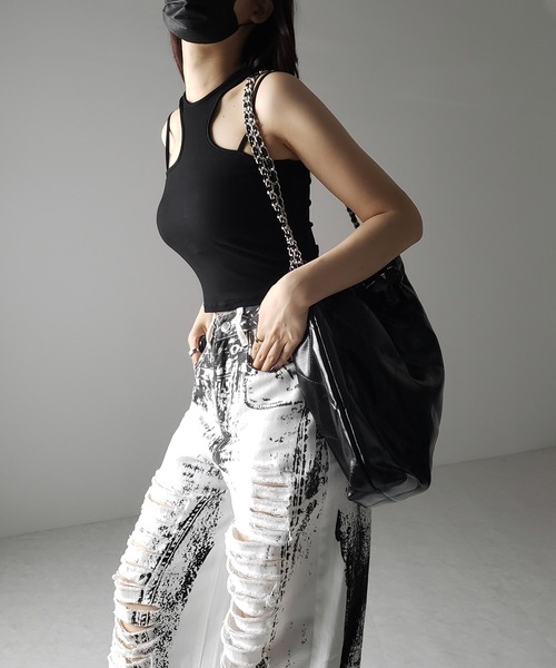 me+em select（ミームセレクト）の「※※【 選べる４サイズ 】ヴィンテージプリントダメージホワイトデニム ／ vintage print damage white denim（デニムパンツ・レディース・ホワイト・SMALL/MEDIUM/LARGE/X-LARGE）」の14枚目の写真
