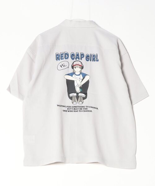 Red Cap Girl(レッドキャプガール)の「REDCAPGIRL RCGバックプリント&刺繍 ルーズサイズOPカラー半袖シャツ(シャツ/ブラウス・メンズ・ライトグレー/ホワイト/ブラック/ブルー・L/M)」の8枚目の写真