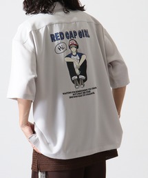 REDCAPGIRL RCGバックプリント&刺繍 ルーズサイズOPカラー半袖シャツ