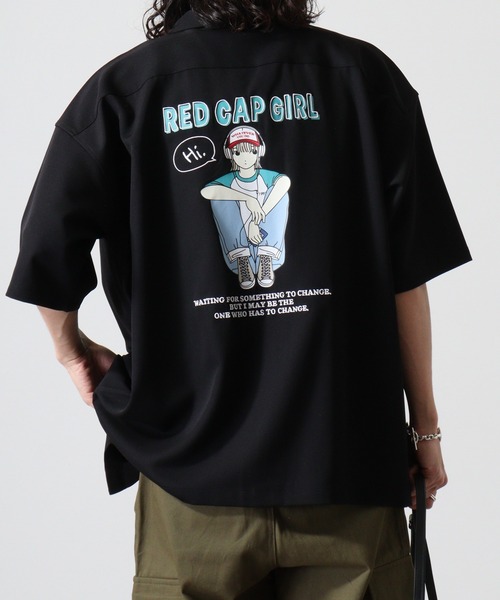 Red Cap Girl(レッドキャプガール)の「REDCAPGIRL RCGバックプリント&刺繍 ルーズサイズOPカラー半袖シャツ(シャツ/ブラウス・メンズ・ライトグレー/ホワイト/ブラック/ブルー・L/M)」の18枚目の写真