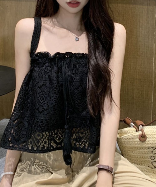 ｔｏｌｅｎｅ（トレネ）の「レースキャミ シアー（キャミソール・レディース・ホワイト/ブラック・FREE）」の2枚目の写真