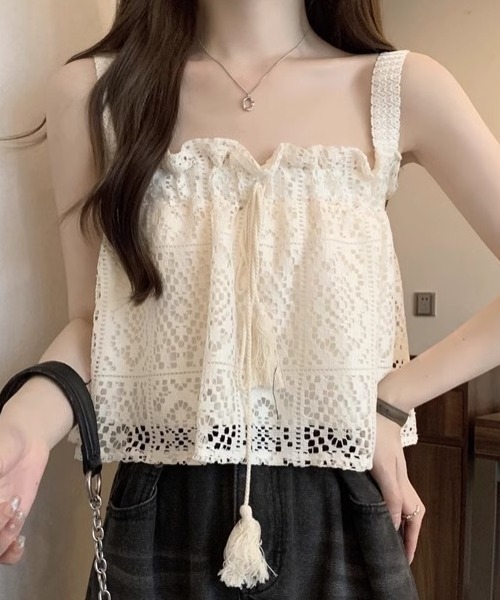 ｔｏｌｅｎｅ（トレネ）の「レースキャミ シアー（キャミソール・レディース・ホワイト/ブラック・FREE）」の5枚目の写真