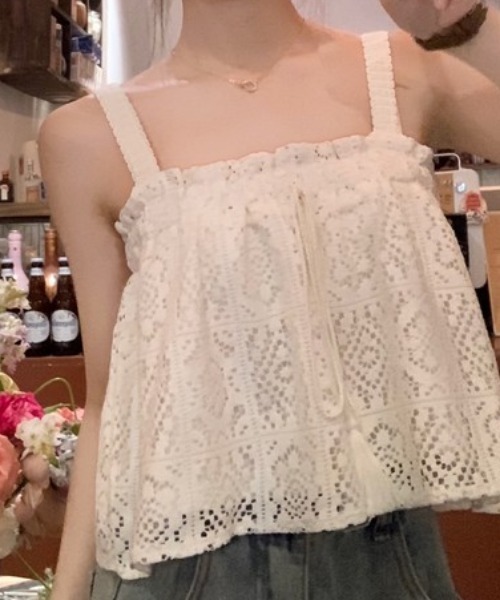 ｔｏｌｅｎｅ（トレネ）の「レースキャミ シアー（キャミソール・レディース・ホワイト/ブラック・FREE）」の9枚目の写真