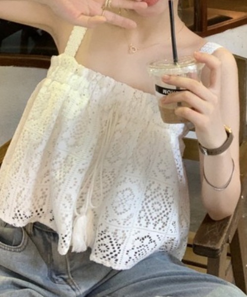 ｔｏｌｅｎｅ（トレネ）の「レースキャミ シアー（キャミソール・レディース・ホワイト/ブラック・FREE）」の7枚目の写真