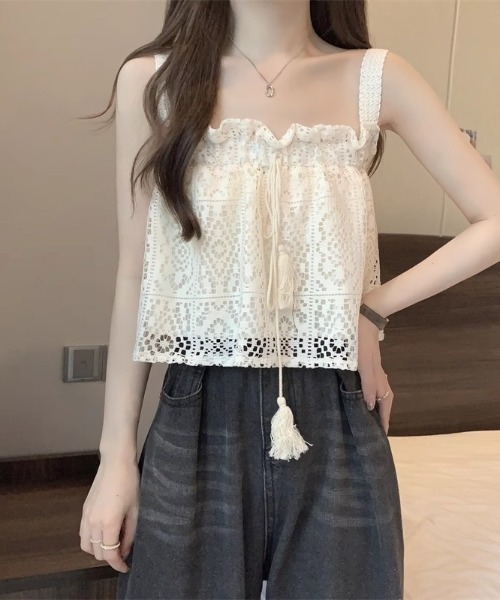 ｔｏｌｅｎｅ（トレネ）の「レースキャミ シアー（キャミソール・レディース・ホワイト/ブラック・FREE）」の4枚目の写真