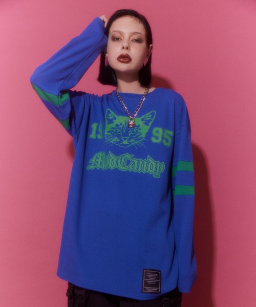 Candy Stripper（キャンディストリッパー）の「NUMBERING CATS WAFFLE トップス（Tシャツ/カットソー・レディース・ブルー/グレー/ブラック/レッド・2）」の4枚目の写真