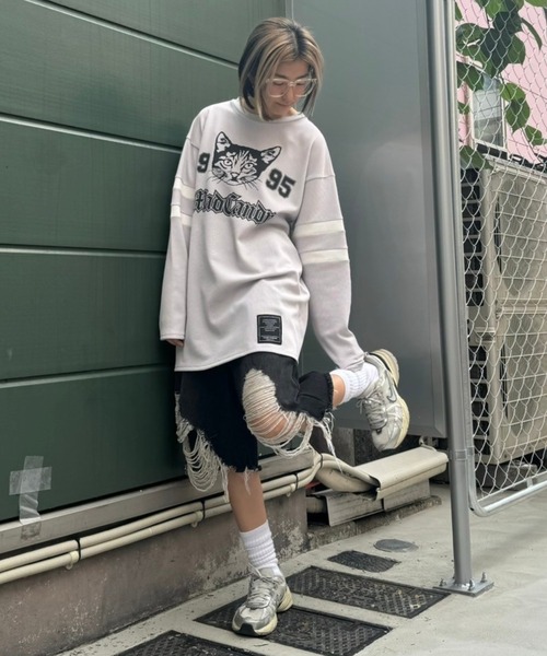 Candy Stripper（キャンディストリッパー）の「NUMBERING CATS WAFFLE トップス（Tシャツ/カットソー・レディース・ブルー/グレー/ブラック/レッド・2）」の13枚目の写真